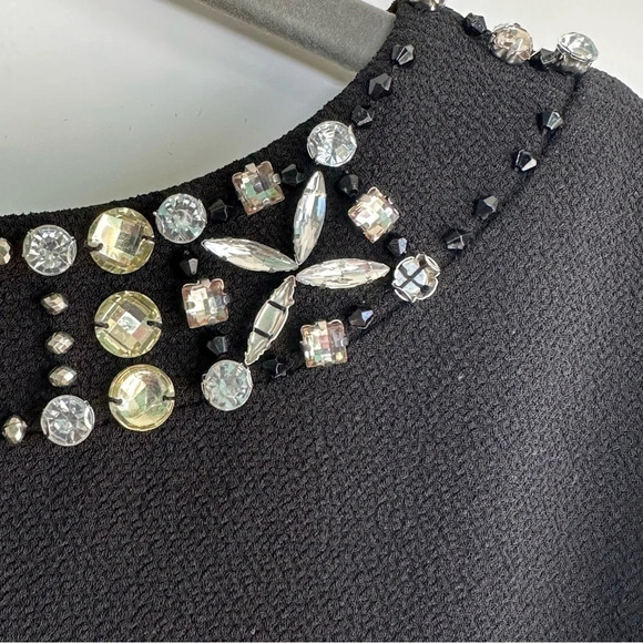 Karl Lagerfeld Paris Black Rhinestone Blouse Top Embellished Crystals Size Large - Picture 10 of 12